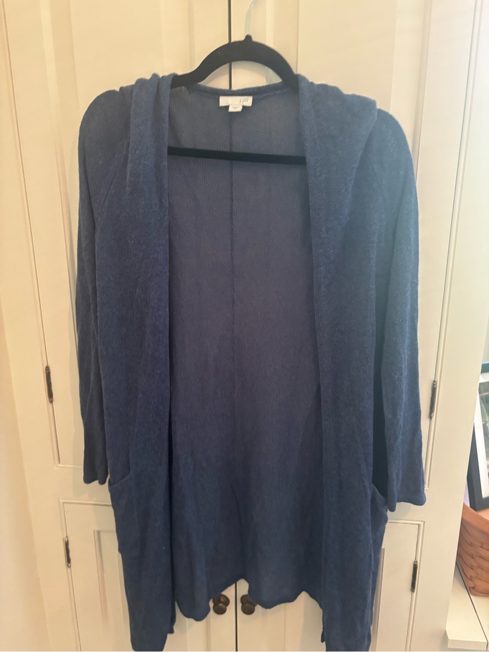 J. Jill Navy Open-Front Knit Cardigan